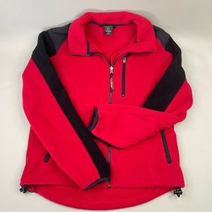 LL Bean Womens Jacket Wind Pro Fleece Coat Red Black Sz Small